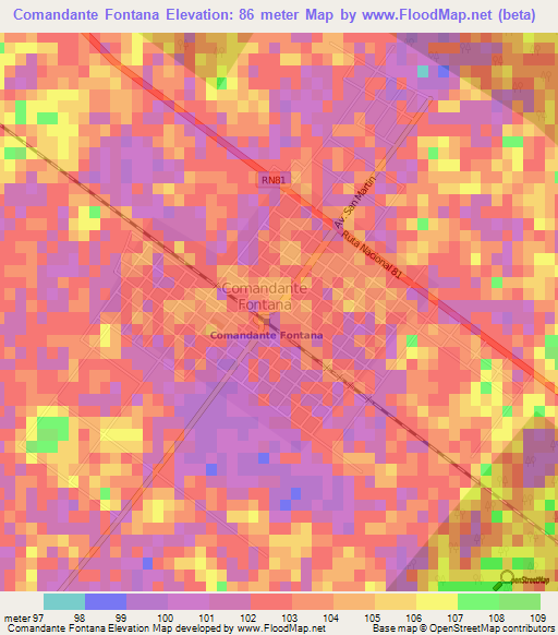 Comandante Fontana,Argentina Elevation Map