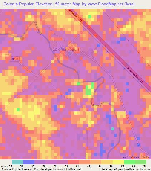 Colonia Popular,Argentina Elevation Map