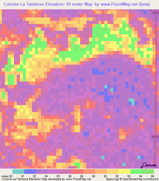 Colonia La Tambora,Argentina Elevation Map