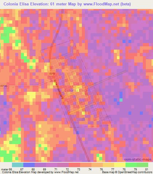 Colonia Elisa,Argentina Elevation Map