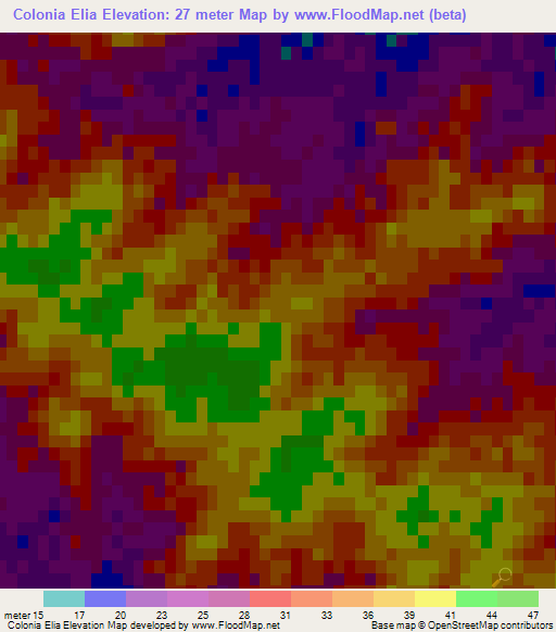 Colonia Elia,Argentina Elevation Map