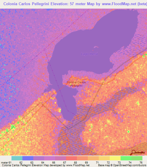 Colonia Carlos Pellegrini,Argentina Elevation Map