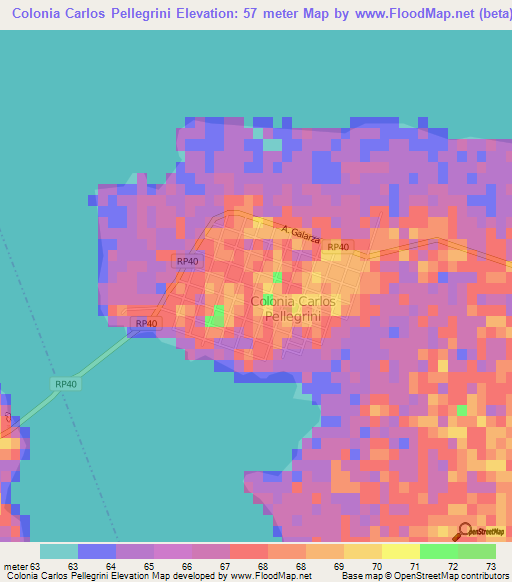 Colonia Carlos Pellegrini,Argentina Elevation Map