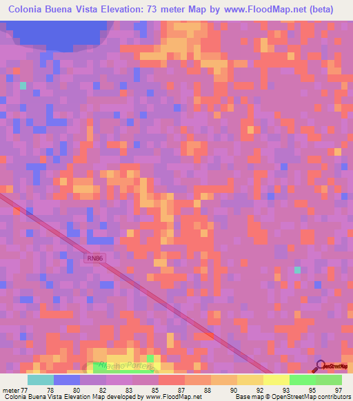 Colonia Buena Vista,Argentina Elevation Map