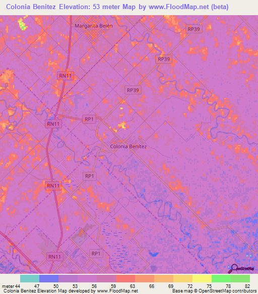 Colonia Benitez,Argentina Elevation Map