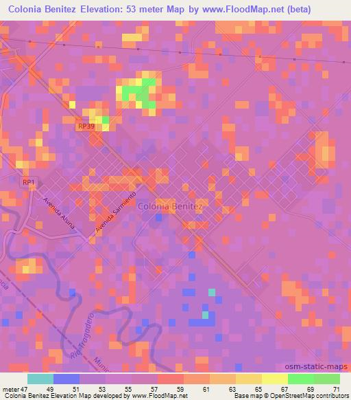 Colonia Benitez,Argentina Elevation Map