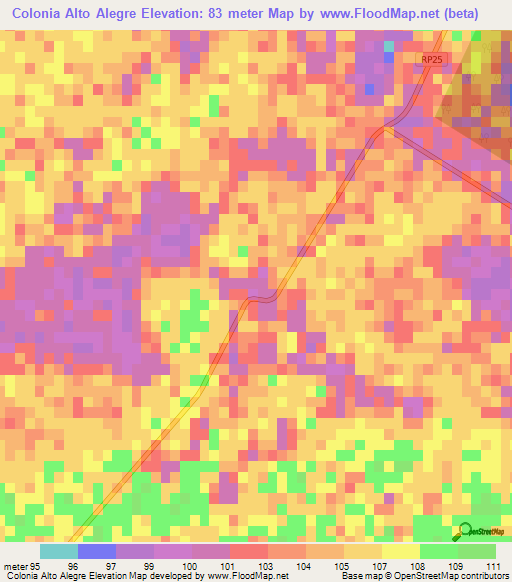 Colonia Alto Alegre,Argentina Elevation Map