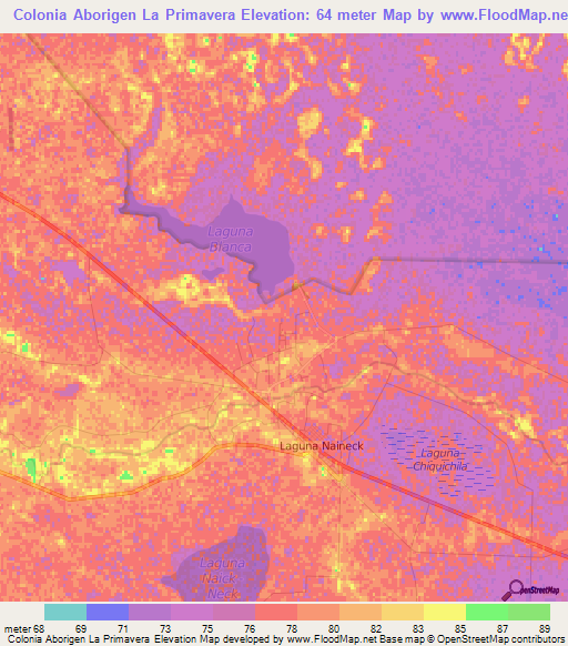Colonia Aborigen La Primavera,Argentina Elevation Map