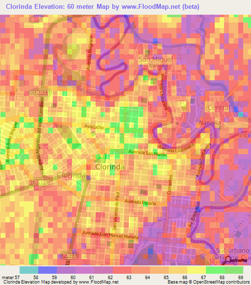 Clorinda,Argentina Elevation Map