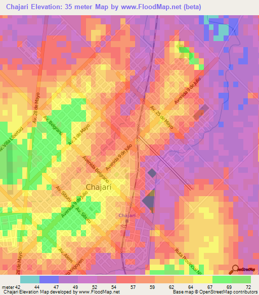Chajari,Argentina Elevation Map