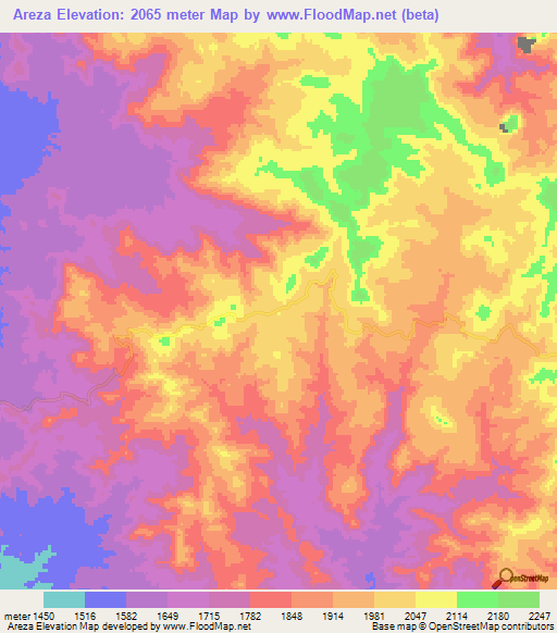 Areza,Eritrea Elevation Map