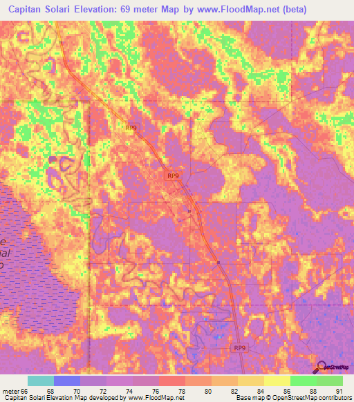 Capitan Solari,Argentina Elevation Map