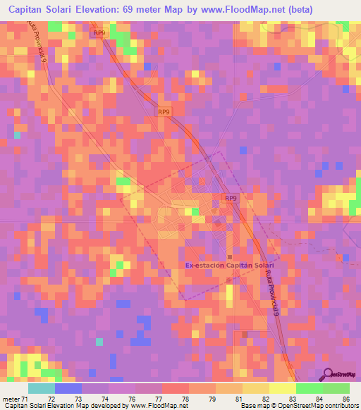 Capitan Solari,Argentina Elevation Map