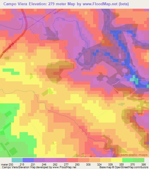 Campo Viera,Argentina Elevation Map