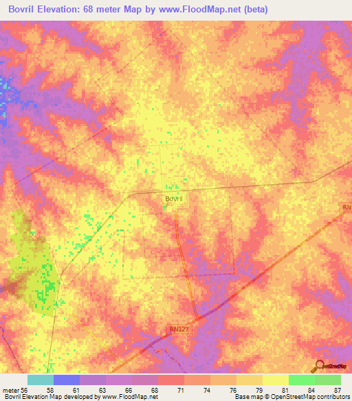 Bovril,Argentina Elevation Map