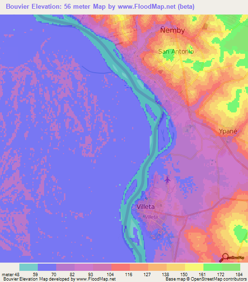 Bouvier,Argentina Elevation Map