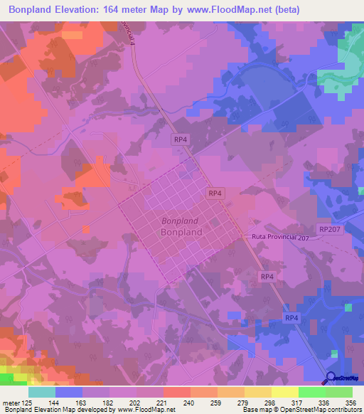 Bonpland,Argentina Elevation Map