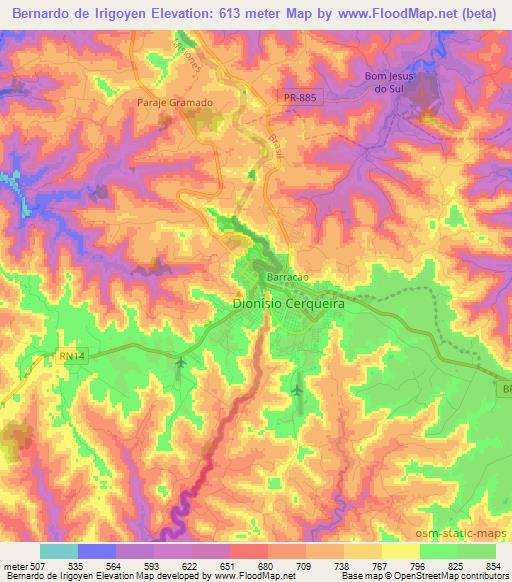 Bernardo de Irigoyen,Argentina Elevation Map