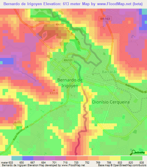Bernardo de Irigoyen,Argentina Elevation Map