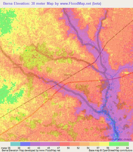 Berna,Argentina Elevation Map