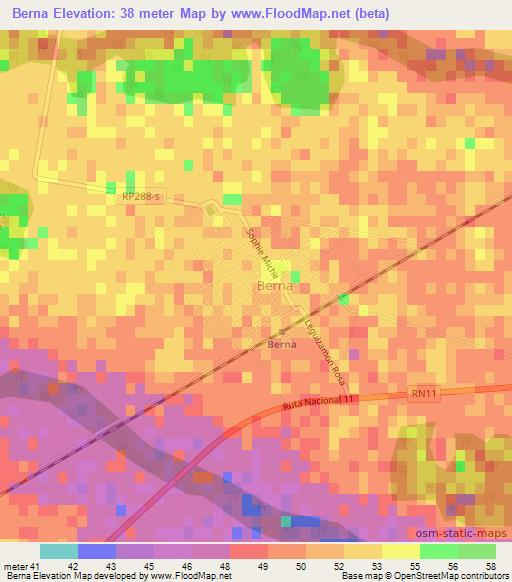 Berna,Argentina Elevation Map