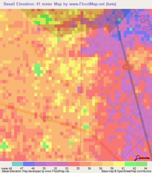 Basail,Argentina Elevation Map