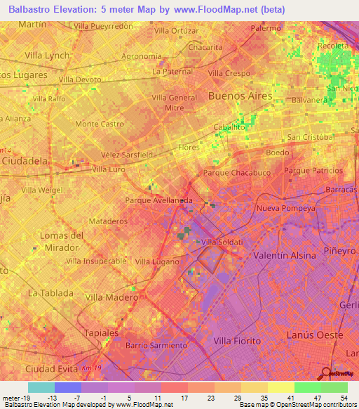Balbastro,Argentina Elevation Map