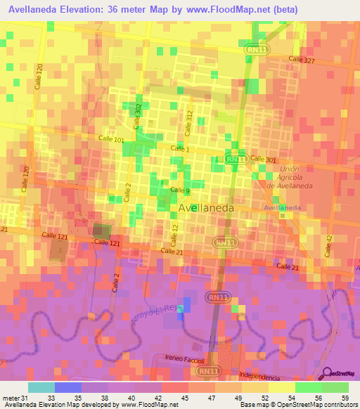 Avellaneda,Argentina Elevation Map
