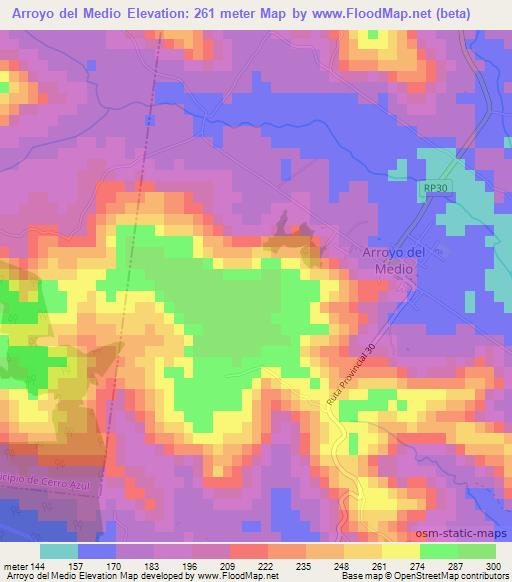 Arroyo del Medio,Argentina Elevation Map