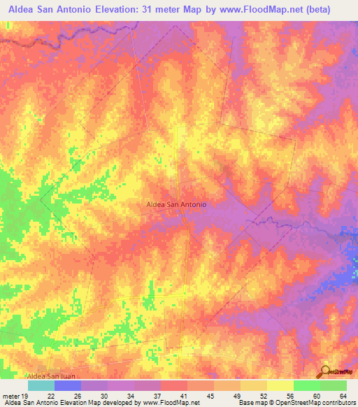 Aldea San Antonio,Argentina Elevation Map
