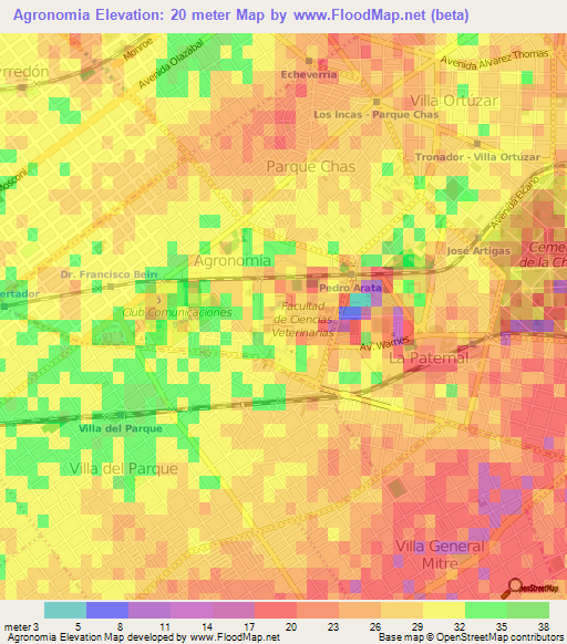 Agronomia,Argentina Elevation Map