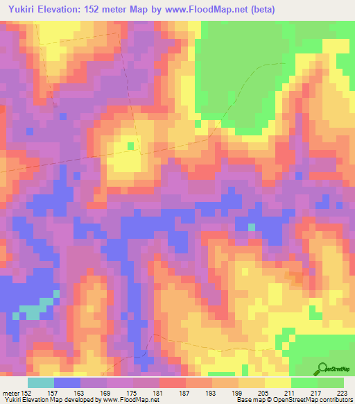 Yukiri,Paraguay Elevation Map