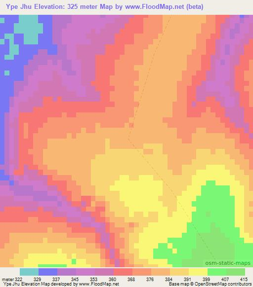 Ype Jhu,Paraguay Elevation Map
