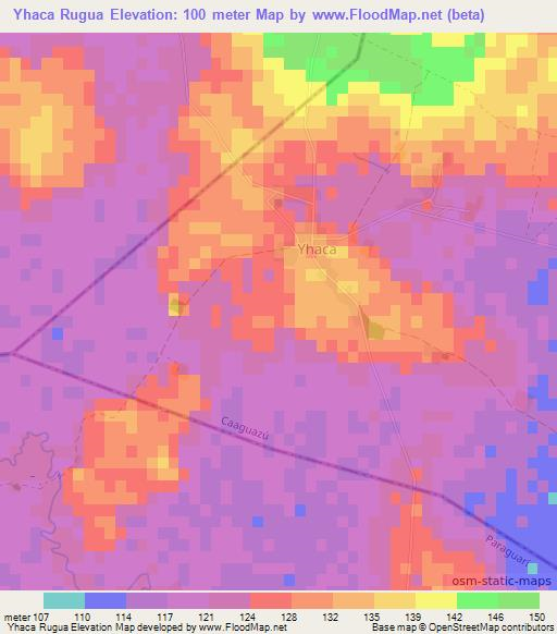 Yhaca Rugua,Paraguay Elevation Map