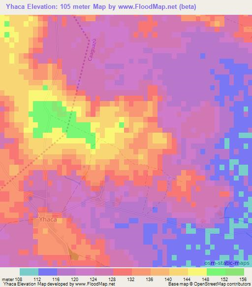 Yhaca,Paraguay Elevation Map