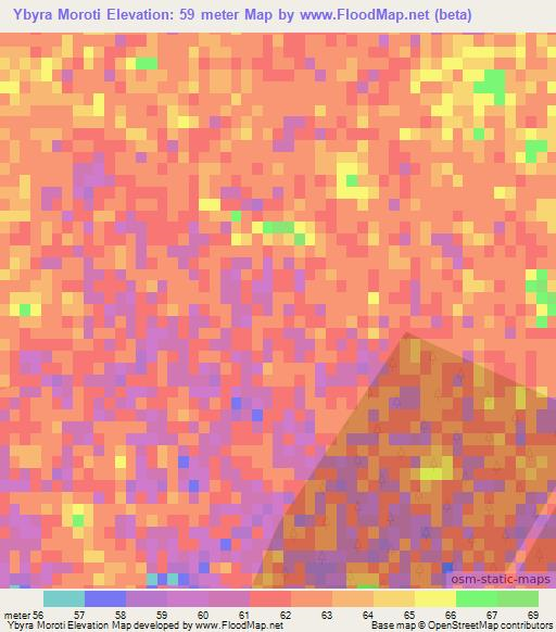 Ybyra Moroti,Paraguay Elevation Map