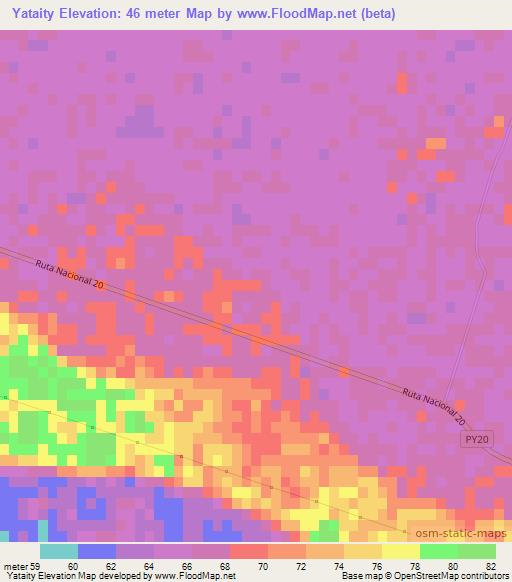 Yataity,Paraguay Elevation Map