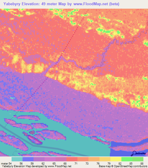 Yabebyry,Paraguay Elevation Map