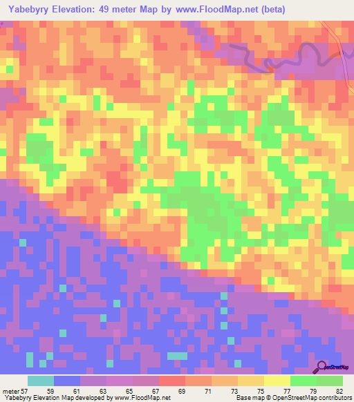 Yabebyry,Paraguay Elevation Map