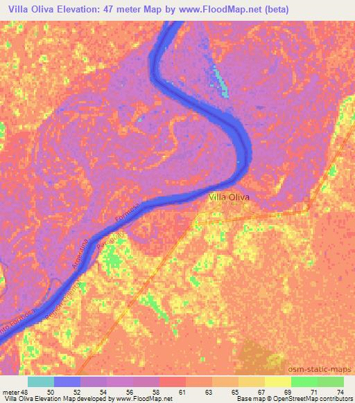 Villa Oliva,Paraguay Elevation Map
