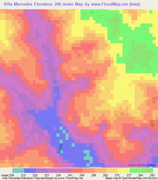 Villa Mercedes,Paraguay Elevation Map