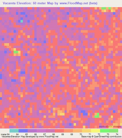 Vacareta,Paraguay Elevation Map