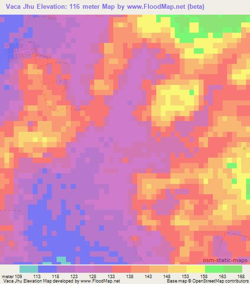 Vaca Jhu,Paraguay Elevation Map