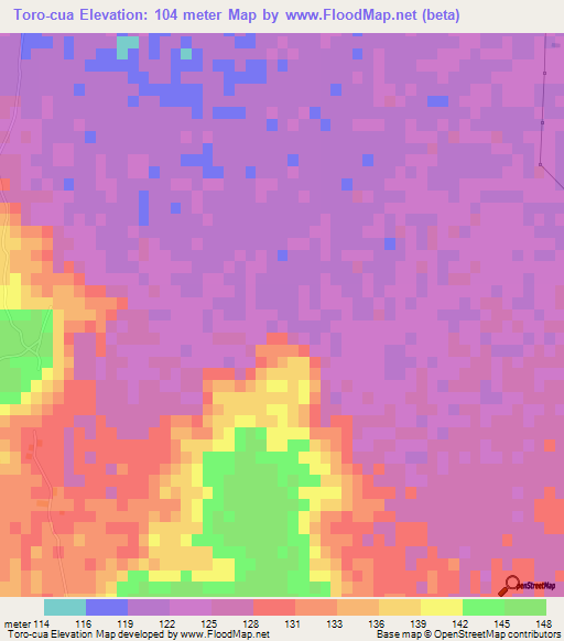 Toro-cua,Paraguay Elevation Map