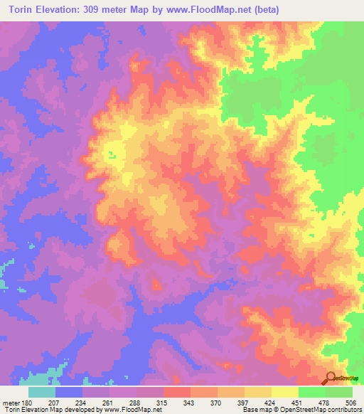 Torin,Paraguay Elevation Map