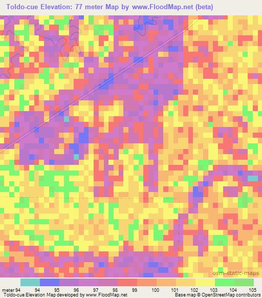 Toldo-cue,Paraguay Elevation Map