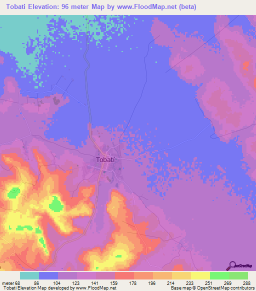 Tobati,Paraguay Elevation Map