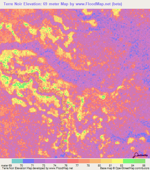 Terre Noir,Paraguay Elevation Map