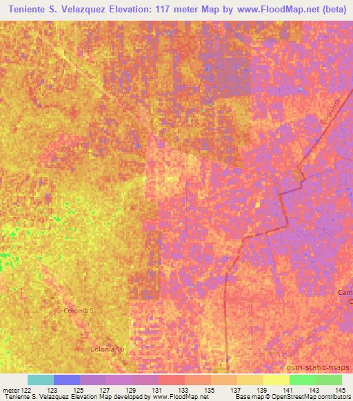 Teniente S. Velazquez,Paraguay Elevation Map