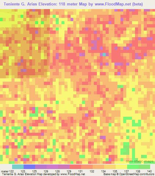 Teniente G. Arias,Paraguay Elevation Map